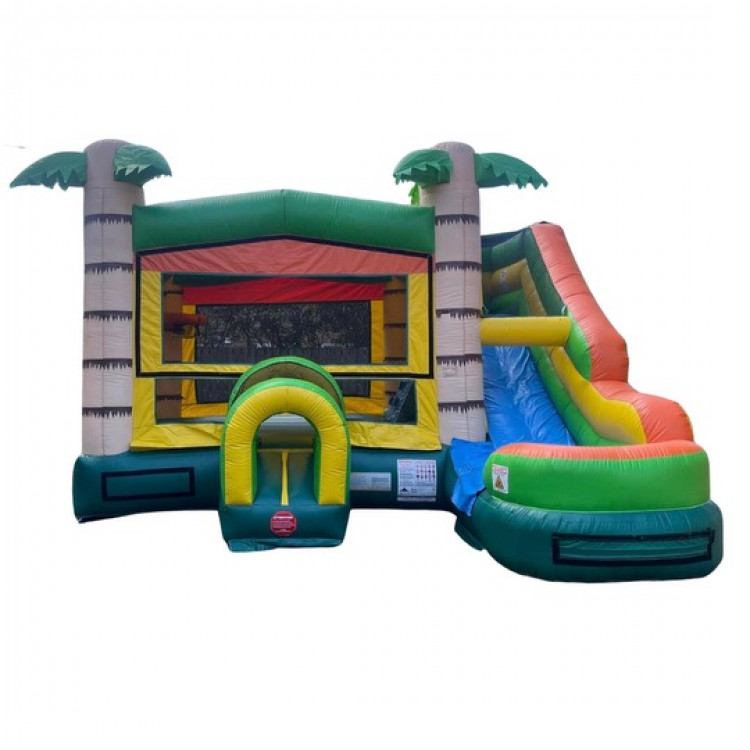 Tropical Water Slide Bounce House Combo